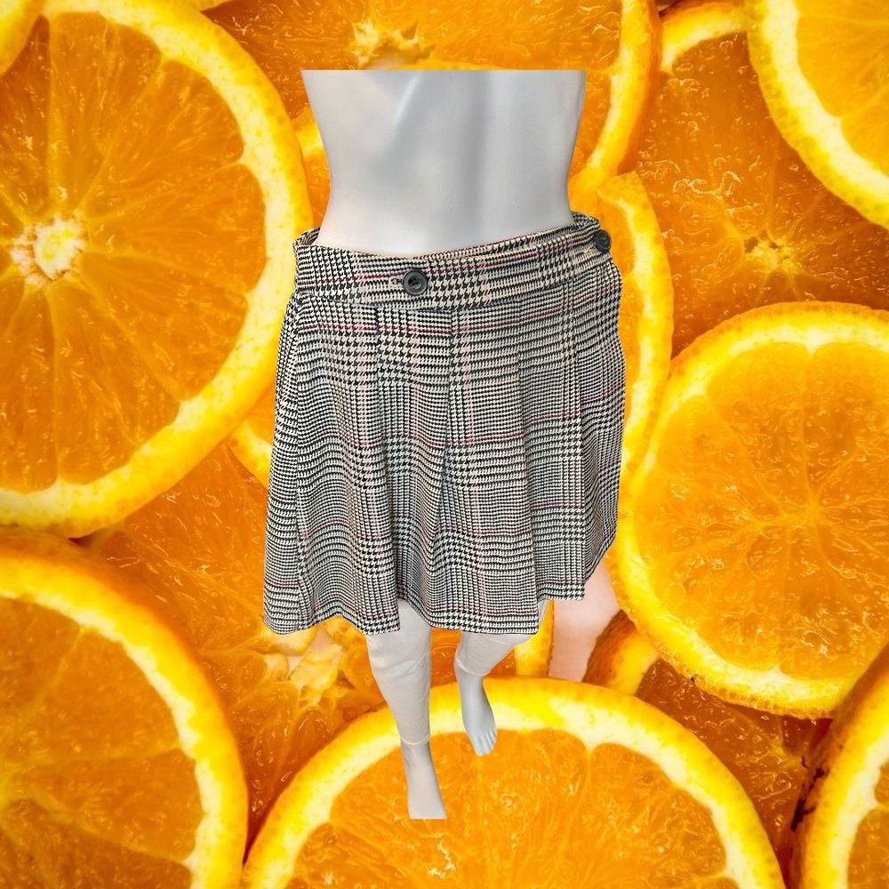 Arizona Jean Co Glen Plaid Pleated Mini Skirt Black White Red Size 9 Preppy